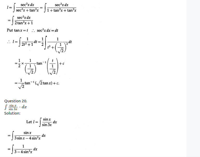 Maharashtra Board Solutions Class 12-Arts & Science Maths (Part 2): Chapter 3- Indefinite Integration Ex 3.2 (B)