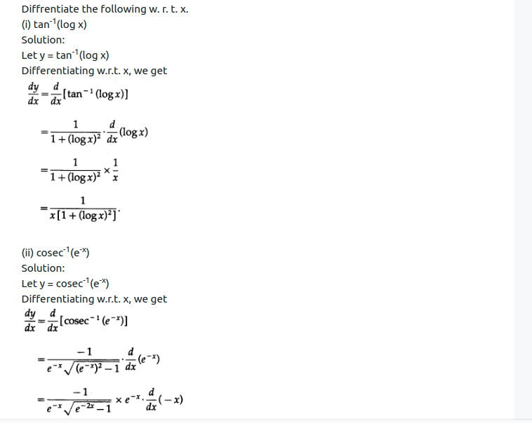 Maharashtra Board Solutions Class 12-Arts & Science Maths (Part 2): Chapter 1- Differentiation Ex 1.2