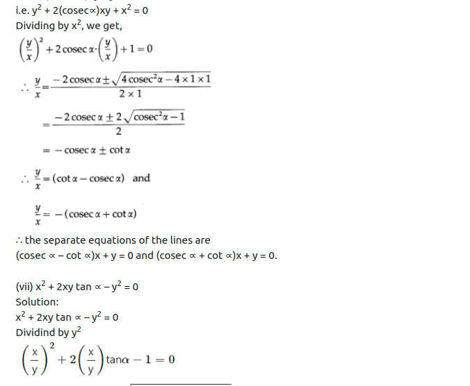 Maharashtra Board Solutions Class 12-Arts & Science Maths (Part 1): Chapter 4- Pair of Straight Lines Ex 4.1
