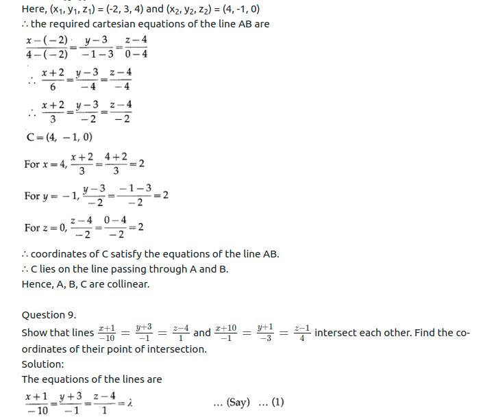 Maharashtra Board Solutions Class 12-Arts & Science Maths (Part 1): Chapter 6- Line and Plane Ex 6.1