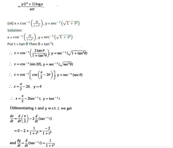 Maharashtra Board Solutions Class 12-Arts & Science Maths (Part 2): Chapter 1- Differentiation Ex 1.4