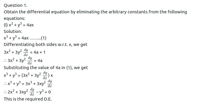 Maharashtra Board Solutions Class 12-Arts & Science Maths (Part 2): Chapter 6- Differential Equations Ex 6.2