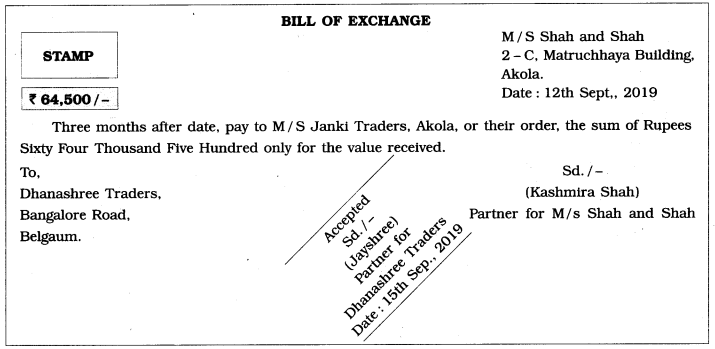 Maharashtra Board Solutions Class 12-Book Keeping & Accountancy: Chapter 7- Bills of Exchange