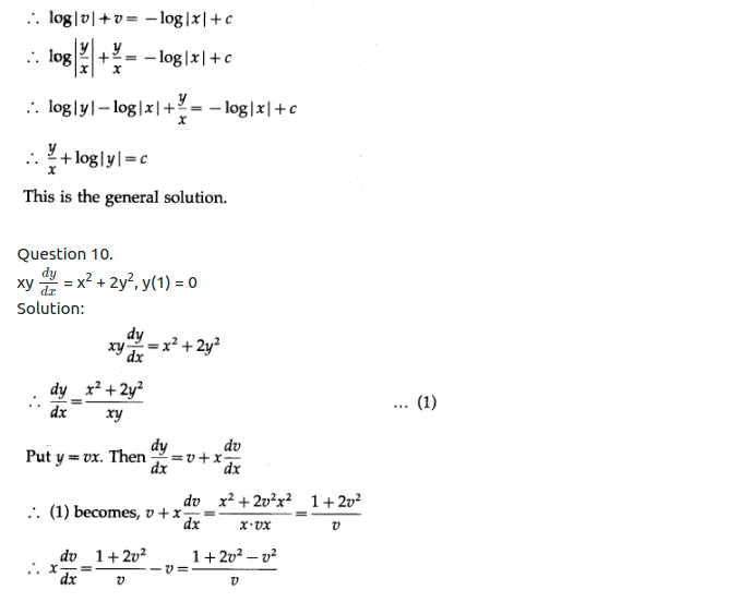 Maharashtra Board Solutions Class 12-Arts & Science Maths (Part 2): Chapter 6- Differential Equations Ex 6.4