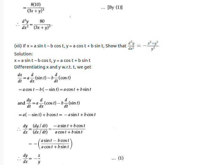 Maharashtra Board Solutions Class 12-Arts & Science Maths (Part 2): Chapter 1- Differentiation Ex 1.5