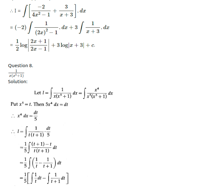 Maharashtra Board Solutions Class 12-Arts & Science Maths (Part 2): Chapter 3- Indefinite Integration Ex 3.4