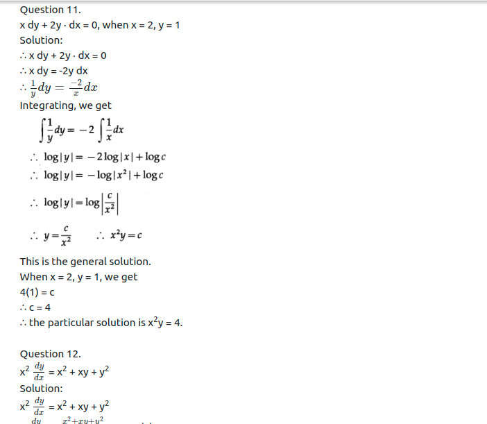 Maharashtra Board Solutions Class 12-Arts & Science Maths (Part 2): Chapter 6- Differential Equations Ex 6.4