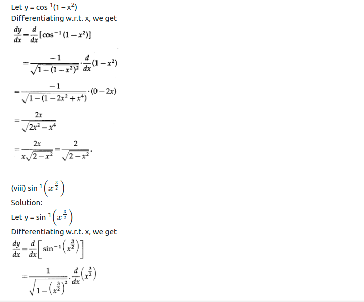 Maharashtra Board Solutions Class 12-Arts & Science Maths (Part 2): Chapter 1- Differentiation Ex 1.2