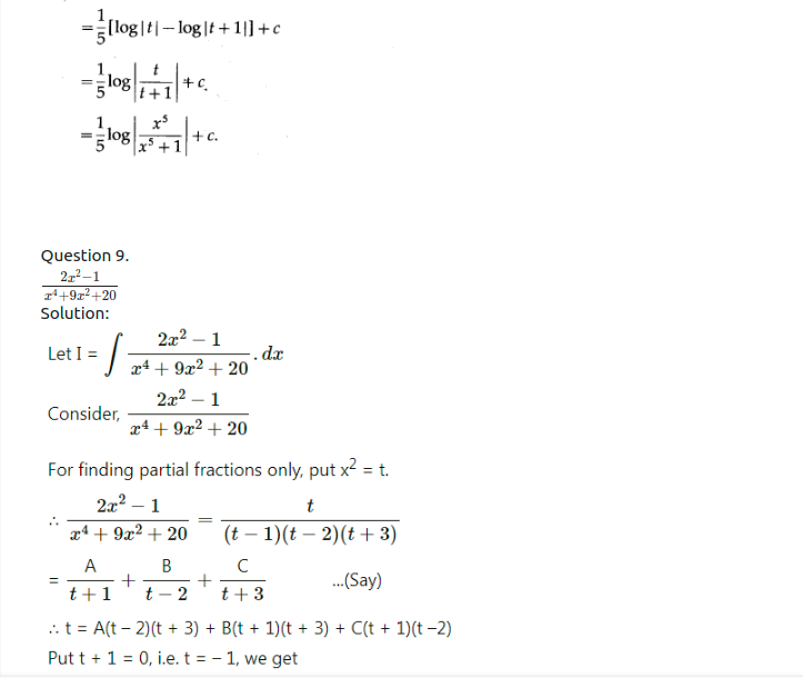 Maharashtra Board Solutions Class 12-Arts & Science Maths (Part 2): Chapter 3- Indefinite Integration Ex 3.4