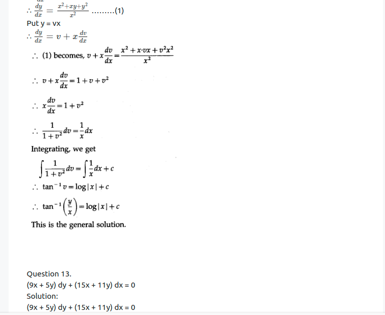 Maharashtra Board Solutions Class 12-Arts & Science Maths (Part 2): Chapter 6- Differential Equations Ex 6.4