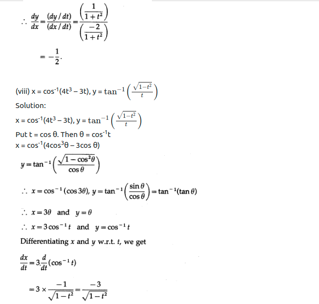 Maharashtra Board Solutions Class 12-Arts & Science Maths (Part 2): Chapter 1- Differentiation Ex 1.4