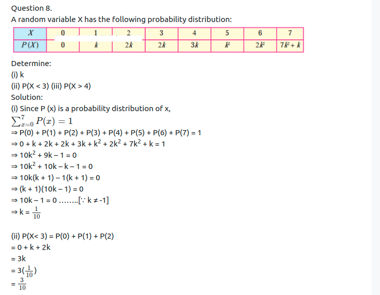 Maharashtra Board Solutions Class 12-Arts & Science Maths (Part 2): Chapter 7- Probability Distributions Ex 7.1