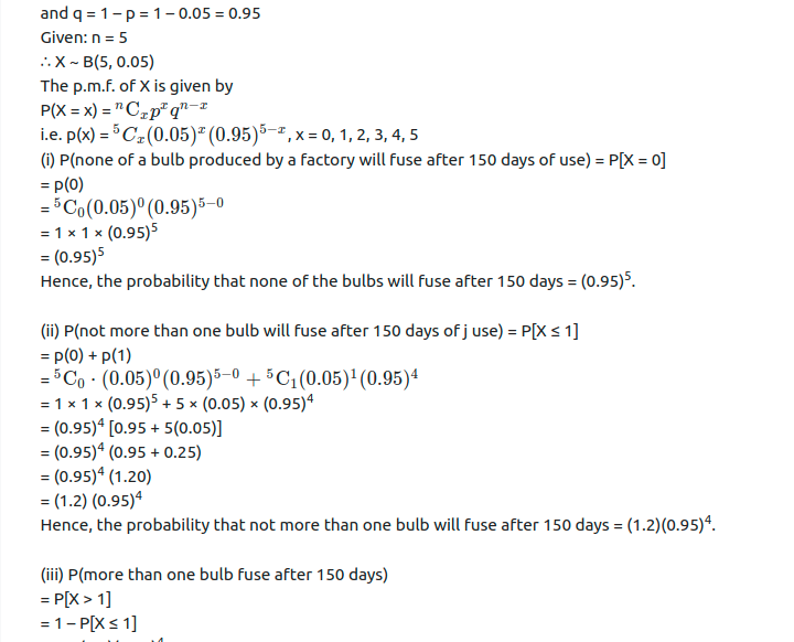 Maharashtra Board Solutions Class 12-Arts & Science Maths (Part 2): Chapter 8- Binomial Distribution Ex 8.1