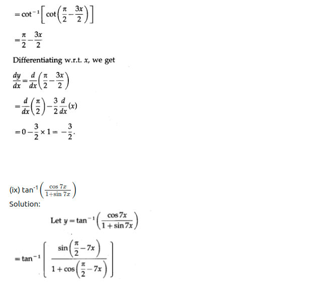 Maharashtra Board Solutions Class 12-Arts & Science Maths (Part 2): Chapter 1- Differentiation Ex 1.2