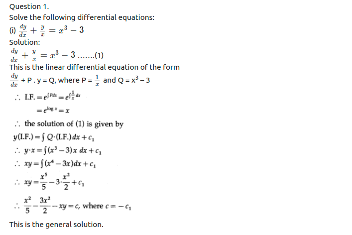 Maharashtra Board Solutions Class 12-Arts & Science Maths (Part 2): Chapter 6- Differential Equations Ex 6.5