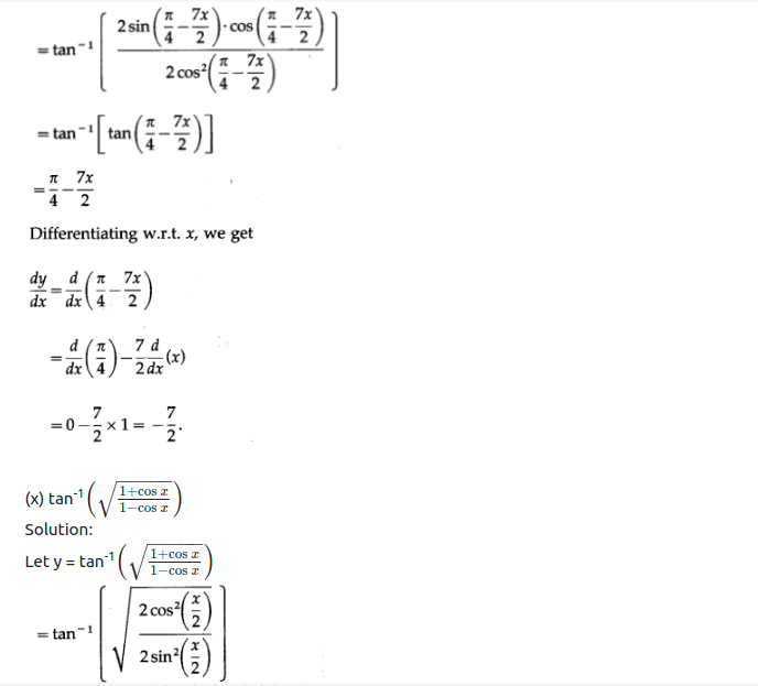 Maharashtra Board Solutions Class 12-Arts & Science Maths (Part 2): Chapter 1- Differentiation Ex 1.2
