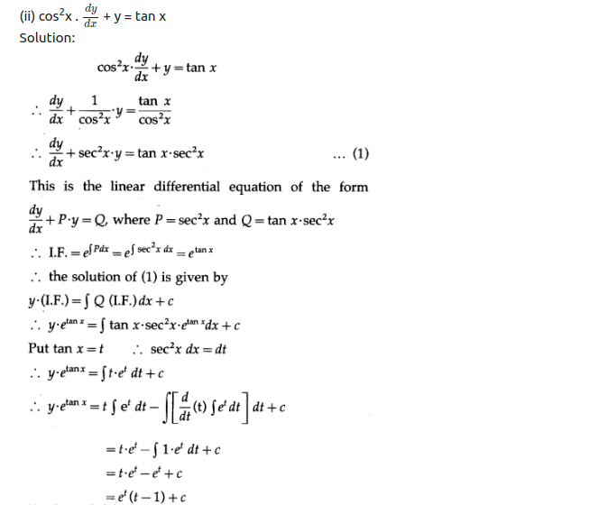 Maharashtra Board Solutions Class 12-Arts & Science Maths (Part 2): Chapter 6- Differential Equations Ex 6.5