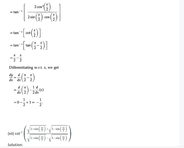 Maharashtra Board Solutions Class 12-Arts & Science Maths (Part 2): Chapter 1- Differentiation Ex 1.2