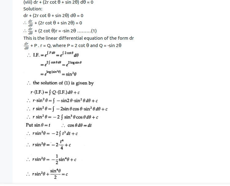 Maharashtra Board Solutions Class 12-Arts & Science Maths (Part 2): Chapter 6- Differential Equations Ex 6.5