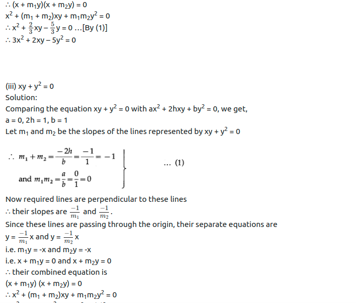 Maharashtra Board Solutions Class 12-Arts & Science Maths (Part 1): Chapter 4- Pair of Straight Lines Ex 4.1