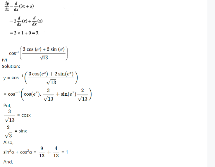 Maharashtra Board Solutions Class 12-Arts & Science Maths (Part 2): Chapter 1- Differentiation Ex 1.2