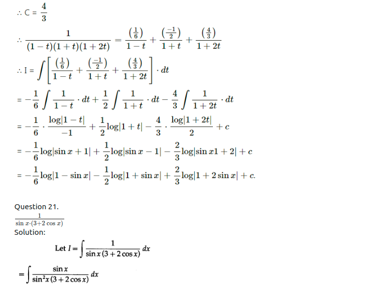 Maharashtra Board Solutions Class 12-Arts & Science Maths (Part 2): Chapter 3- Indefinite Integration Ex 3.4