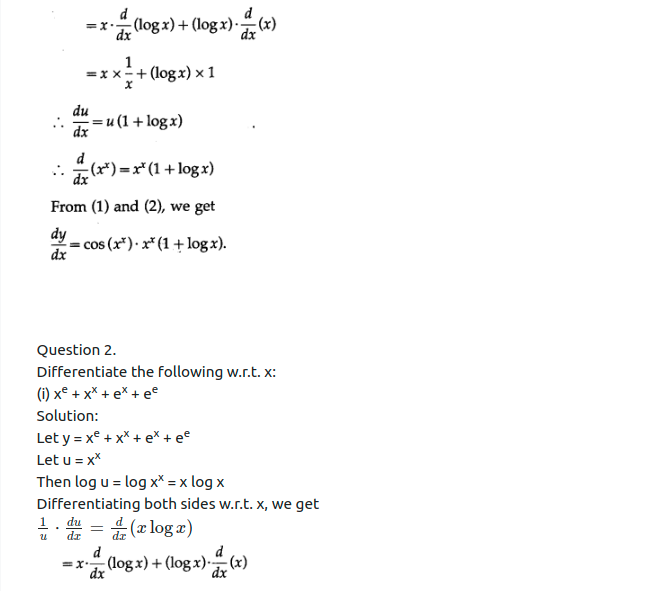 Maharashtra Board Solutions Class 12-Arts & Science Maths (Part 2): Chapter 1- Differentiation Ex 1.3