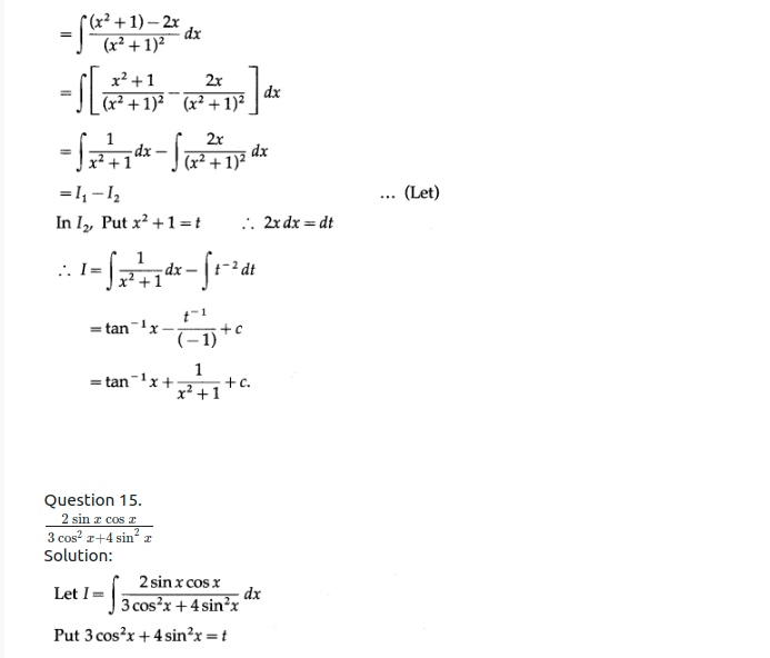 Maharashtra Board Solutions Class 12-Arts & Science Maths (Part 2): Chapter 3- Indefinite Integration Ex 3.2 (A)