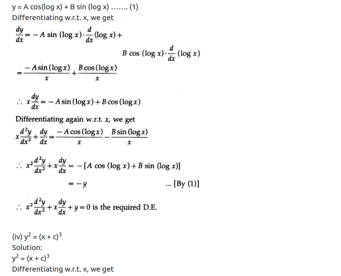 Maharashtra Board Solutions Class 12-Arts & Science Maths (Part 2): Chapter 6- Differential Equations Ex 6.2