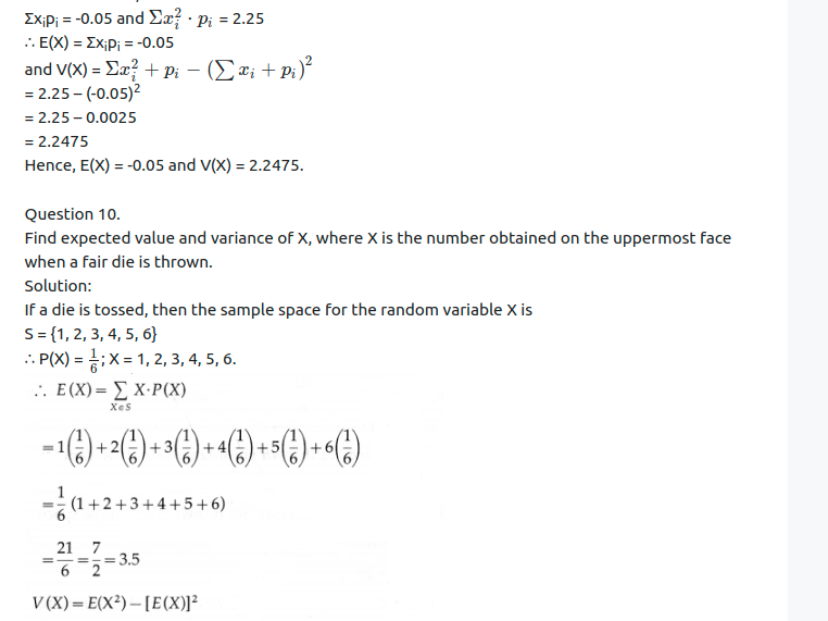 Maharashtra Board Solutions Class 12-Arts & Science Maths (Part 2): Chapter 7- Probability Distributions Ex 7.1