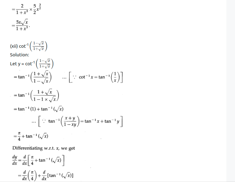 Maharashtra Board Solutions Class 12-Arts & Science Maths (Part 2): Chapter 1- Differentiation Ex 1.2