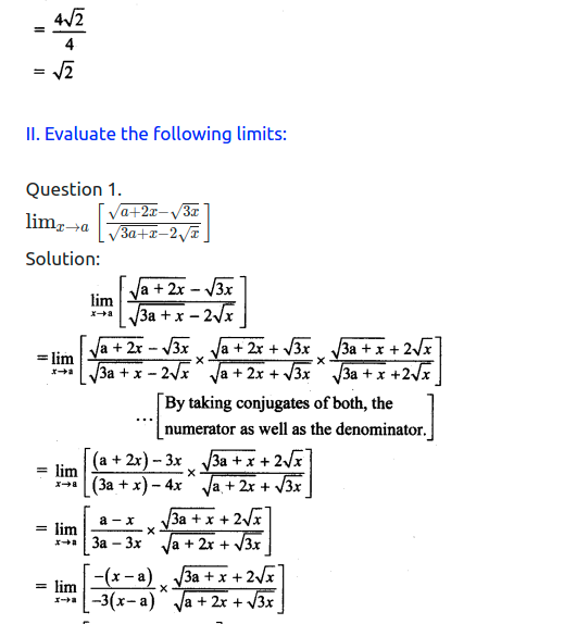 Maharashtra Board Solutions Class 11-Arts & Science Maths (Part 2): Chapter 7- Limits Ex 7.3