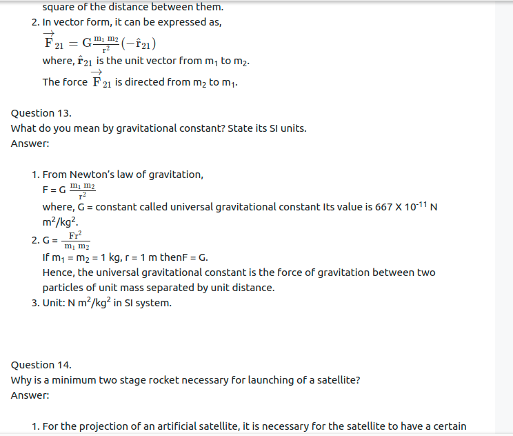 Maharashtra Board Solutions Class 11-Physics: Chapter 5- Gravitation