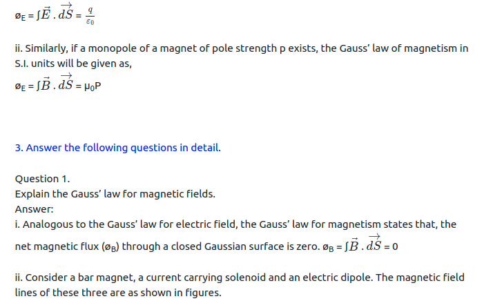 Maharashtra Board Solutions Class 11-Physics: Chapter 12- Magnetism