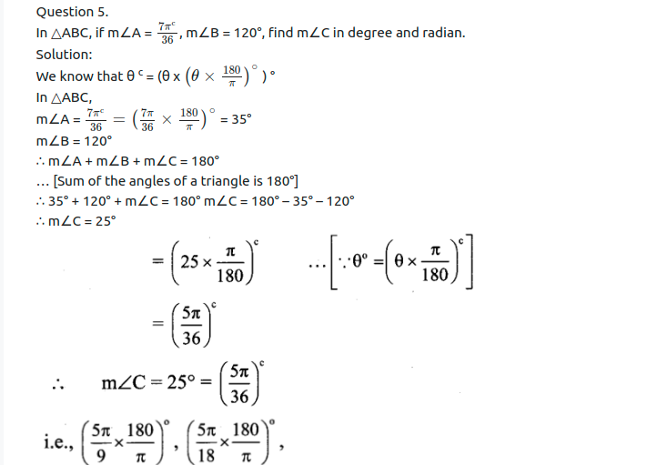 Maharashtra Board Solutions Class 11-Arts & Science Maths (Part 1): Chapter 1- Angle and its Measurement