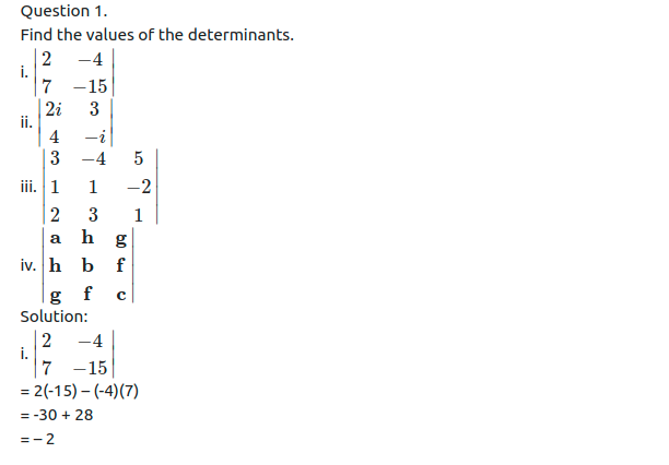 Maharashtra Board Solutions Class 11-Arts & Science Maths (Part 1): Chapter 4- Determinants and Matrices Ex 4.1