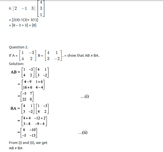 Maharashtra Board Solutions Class 11-Arts & Science Maths (Part 1): Chapter 4- Determinants and Matrices Ex 4.6