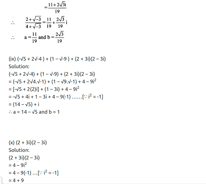 Maharashtra Board Solutions Class 11-Arts & Science Maths (Part 2): Chapter 1- Complex Numbers Ex 1.1