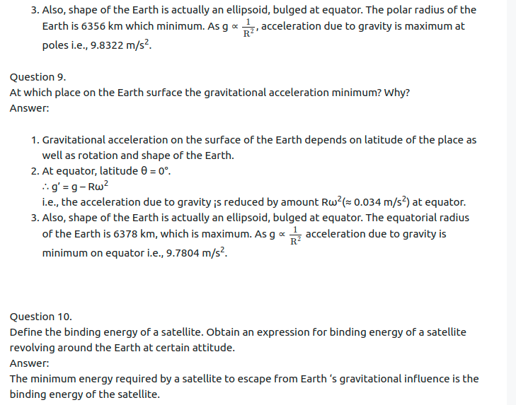 Maharashtra Board Solutions Class 11-Physics: Chapter 5- Gravitation