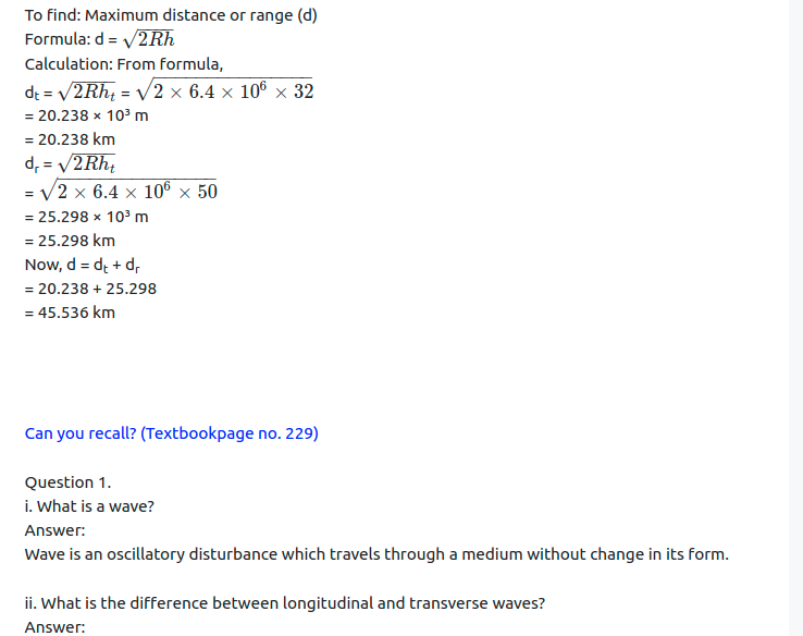 Maharashtra Board Solutions Class 11-Physics: Chapter 13- Electromagnetic Waves and Communication System