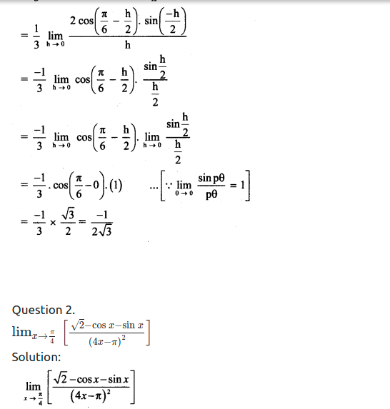 Maharashtra Board Solutions Class 11-Arts & Science Maths (Part 2): Chapter 7- Limits Ex 7.5