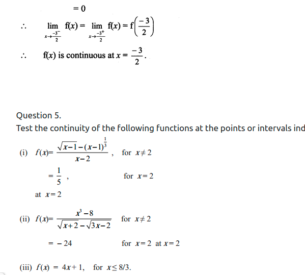 Maharashtra Board Solutions Class 11-Arts & Science Maths (Part 2): Chapter 8- Continuity Ex 8.1