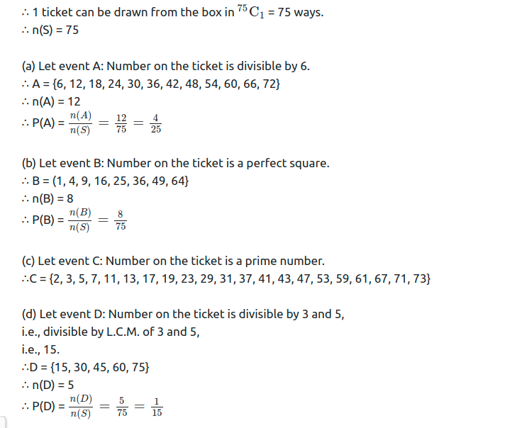 Maharashtra Board Solutions Class 11-Arts & Science Maths (Part 1): Chapter 9- Probability Ex 9.1