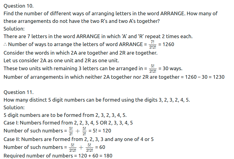 Maharashtra Board Solutions Class 11-Arts & Science Maths (Part 2): Chapter 3- Permutations and Combination Ex . 3.4