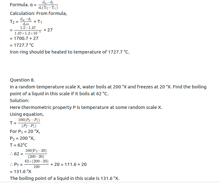 Maharashtra Board Solutions Class 11-Physics: Chapter 7- Thermal Properties of Matter