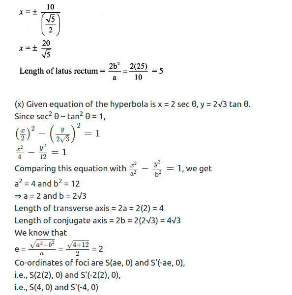 Maharashtra Board Solutions Class 11-Arts & Science Maths (Part 1): Chapter 7- Conic Sections Ex 7.3