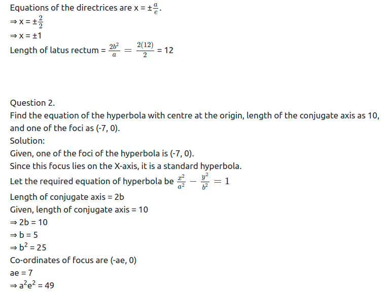 Maharashtra Board Solutions Class 11-Arts & Science Maths (Part 1): Chapter 7- Conic Sections Ex 7.3