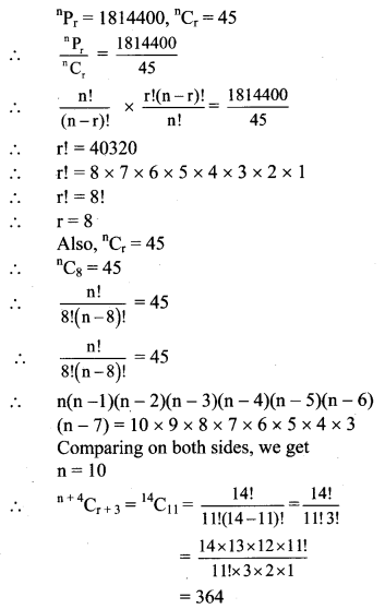 Maharashtra Board Solutions Class 11-Arts & Science Maths (Part 2): Chapter 3- Permutations and Combination Ex . 3.6