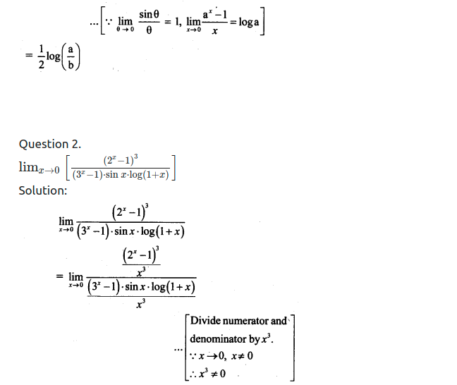 Maharashtra Board Solutions Class 11-Arts & Science Maths (Part 2): Chapter 7- Limits Ex 7.6