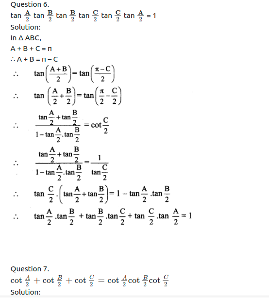 Maharashtra Board Solutions Class 11-Arts & Science Maths (Part 1): Chapter 3- Trigonometry – II Ex 3.5